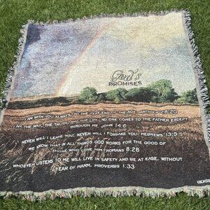 Vintage Christian Bible Verse Prayer Blanket God’s Promises Woven‎ Throw USA